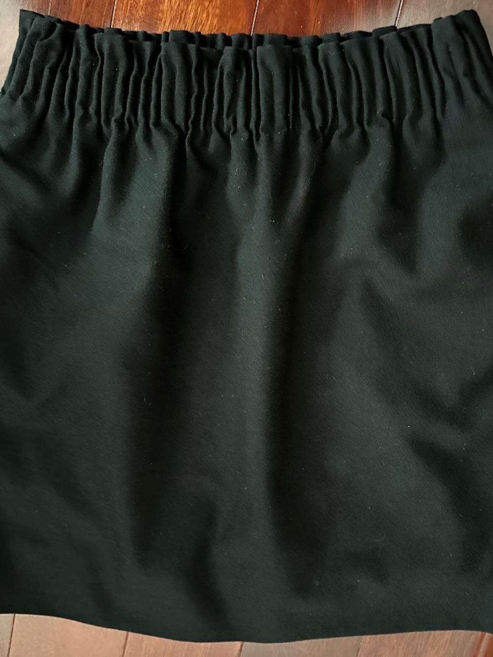 J. Crew Black Smocked Waist Wool Poly Lined Mini Skirt Front Pockets Size 0